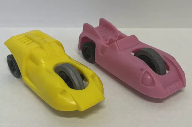 2 - 1970s Cap'n Crunch BIG SLICK Gyro Race Car Pink Plastic Vintage Cereal NICE