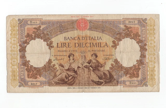 Repubblica Italiana Lire Diecimila Regine Del Mare 5/05/1952 Repubblica Italiana Lire Diecimila Regine Del Mare 5/05/1952