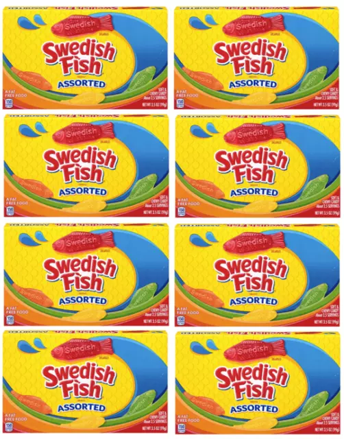 907870 8X 99G Theatre Box Swedish Fish Brand Assorted Flavours Soft Chewy Candy