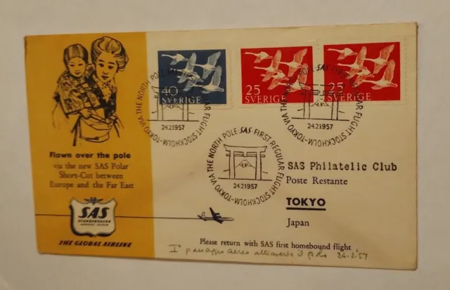 Primo Volo Aereo d'Europa Via Polo Nord Stoccolma -Tokio. 1957