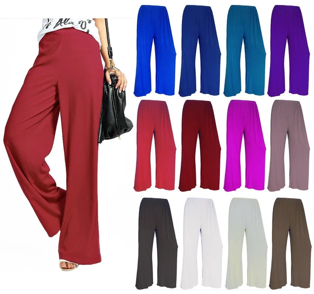 Femmes Grande Taille Uni Palazzo Jambe Large Femmes Évasé Pantalon 8 -