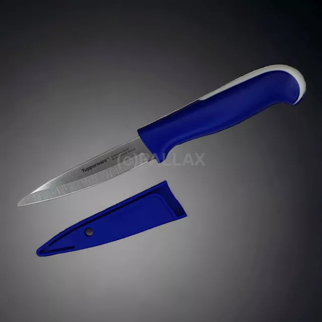 Coltello Universale Tupperware D85 Ergonomic + Cappuccio Protettivo Blu Bianco