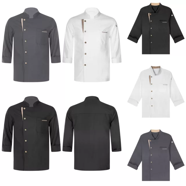 Hombres Mujeres Chef Chaqueta Uniforme Transpirable Abrigos de Cocina Algodón Prendas de Trabajo Unisex