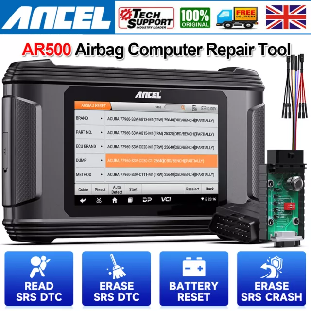 ANCEL Car Battery & Airbag Module Repair SRS Unit Crash Code Clear OBD2 Scanner