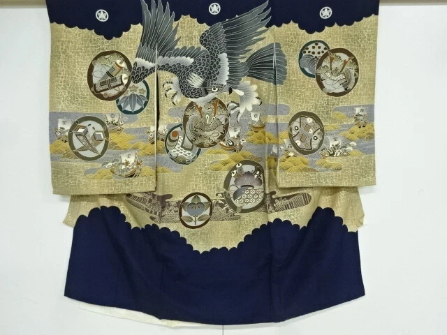 40525# Japanese Kimono / Summer Kimono (With Juban )/ For Boys  / Hawks & Wa