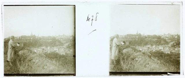 City Landscape Women Fashion c1930 Photo Glass Plate Vintage V36L5n  2
