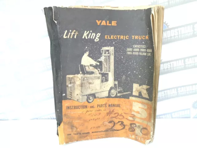 YALE Lift King Electric Truck K51 INSTRUCTION AND PARTS MANUAL 3-10k 8/57 (Used)