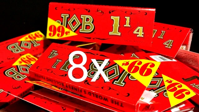 JOB  Original "Orange" 1 1/4 Slow Burning Rolling Papers 8 Packs 24pp FREE2Ship!