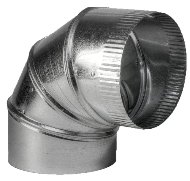 Grey Metal 6 Inch Turned 26 Gauge Adjustable 90 Degree Elbow