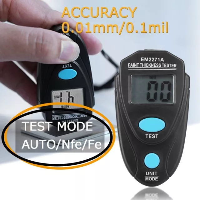 Car Paint Thickness Tester Meter Gauge Crash Check Test Lacquer Tester Tool LCD