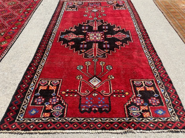 4x6 VINTAGE WOOL RUG HAND-KNOTTED handmade ANTIQUE oriental tribal blue 4x7 3x7