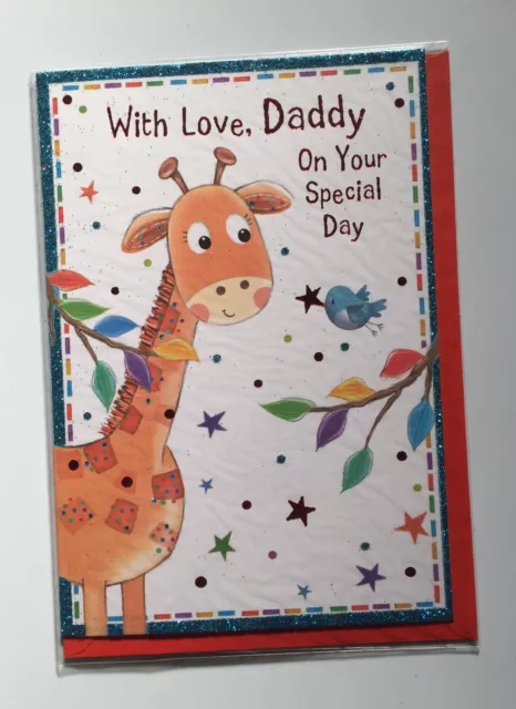 Daddy Cute Happy Birthday Card with Love On Your Special Day Adorable Giraffe