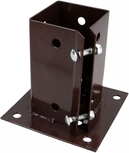 New Brown 75mm Bolt Down Fence Support Square Bolted Post Holder Grip Anchor