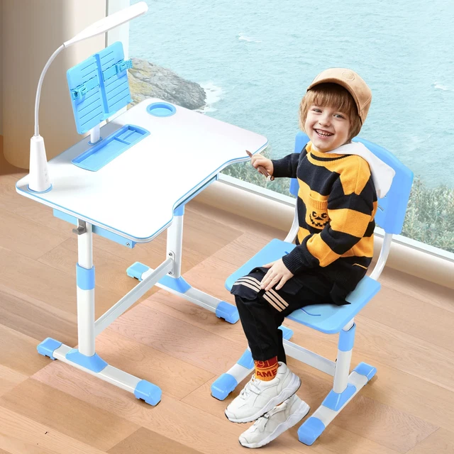 Ensemble Bureau Et Chaise Enfants Hauteur Réglable - Bureau Étude Princesse Bleu Ensemble Bureau Chaise Enfant