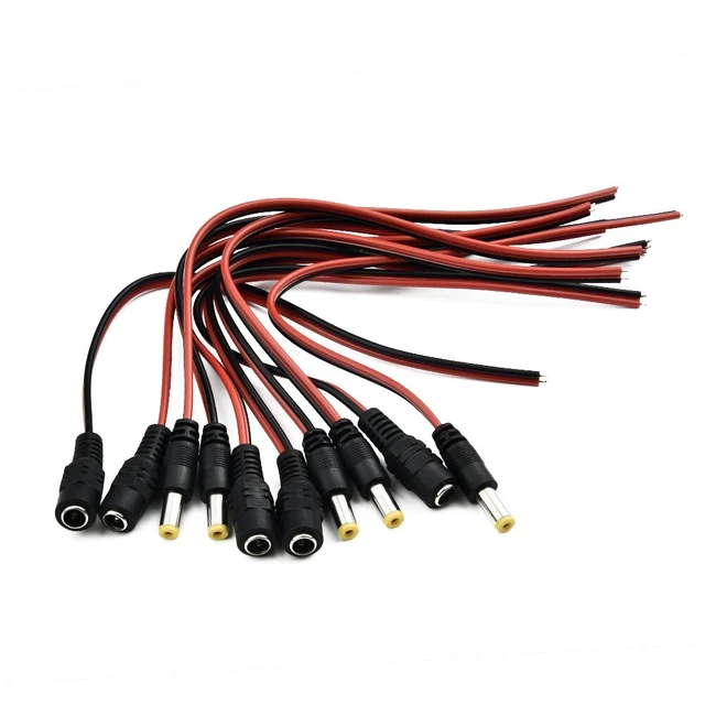 10 Pcs Mâle + Femelle Dc 12v Connecteur Dalimentation Jack 12V 5.5x2.1mm