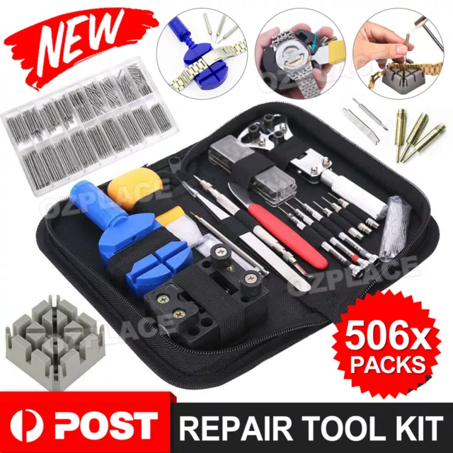 506pcs Watch Repair Tool Kit Back Case Opener Remover Spring Pin Bars Watchmaker