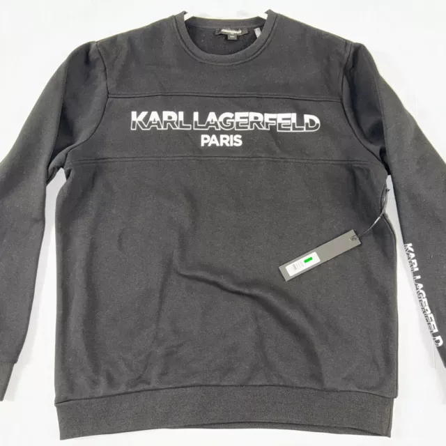 Karl Lagerfeld Paris Mens Black Logo Soft Crew Neck  Sweatshirt  NWT  L