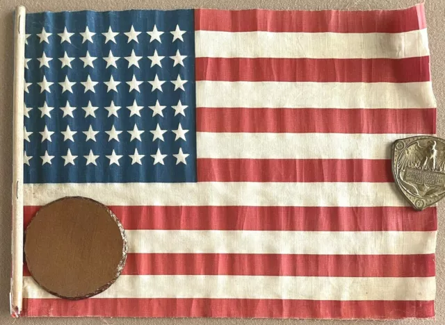 OLD 48 STAR USA AMERICAN FLAG  16" x 11.5" HANDHELD