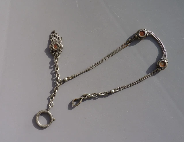 Ancienne Chaîne De Montre Chatelaine En Argent - Occasion