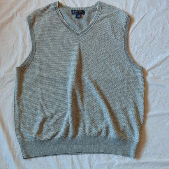 BROOKS BROTHERS 100% Supima Cotton Gray Preppy Sweater Vest Size L $25. ...