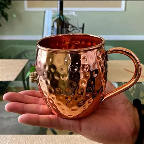 4 Pack Pure Copper Kyiv Mule Mugs, Each Hammered Mug Holds 18 Ounces 2