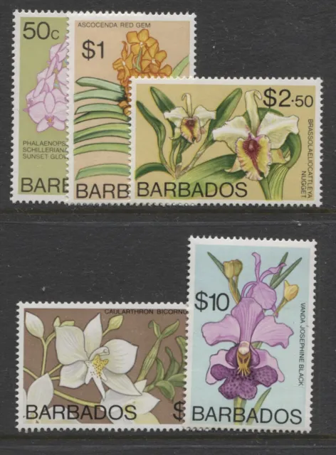 Barbados - 1975/79 Wmk. Change Top Values Um(Mnh) Cat. £46. Sg.520-524 (Ref.e3)