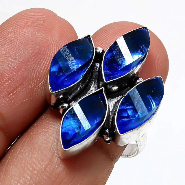 London Blue Topaz Handmade Fashion Ethnic Gifted Ring Jewelry 6.25" SR 6290
