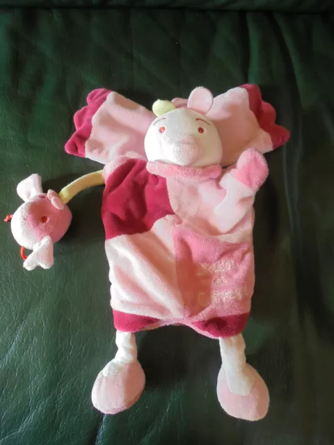 Doudou et Compagnie Marionnette Oiseau Canard Rose + Bébé Neuf