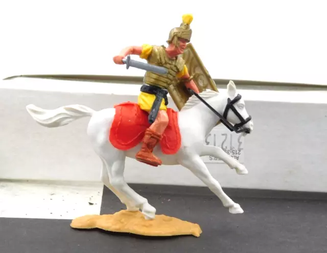 Timpo Toys Mounted Roman With Sword at Side and Shield Yellow Skirt