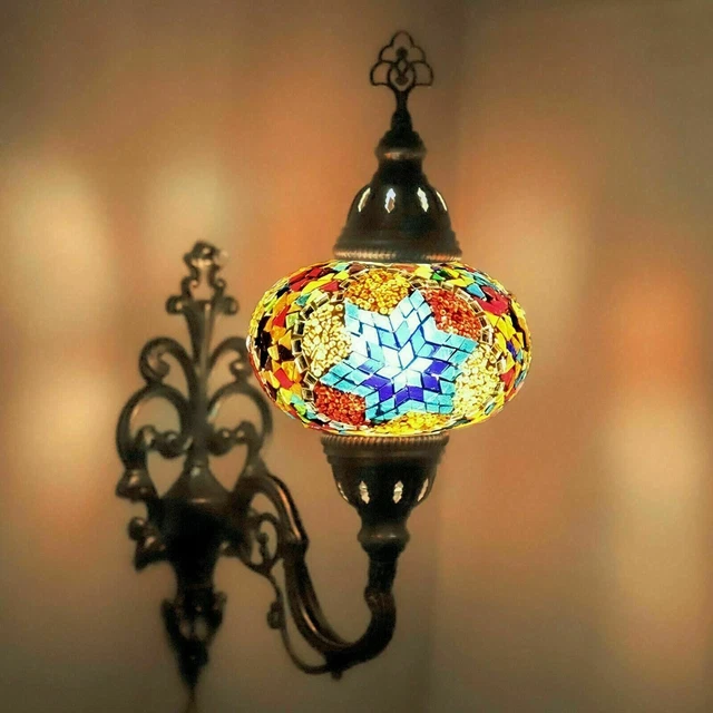 Lampe applique murale Turque en mosaïque Marocaine multicolore Tiffany grande