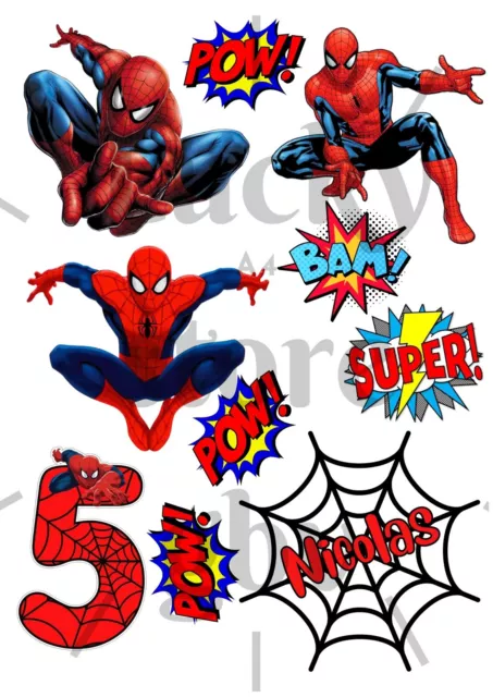Personalised Bundle Spiderman Cake Decoration EDIBLE PRINT BIRTHDAY-A4 Sheet