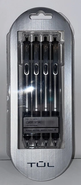 TUL Pens - Retractable Gel Pens Needle Point - 0.5 MM - Blue Ink - Pack of 4 NEW