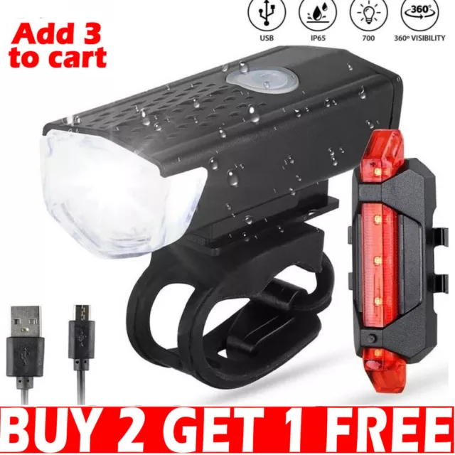 Bicycle Bike Light Sets Super Bright USB Rechargeable Lights Mountain Waterproof