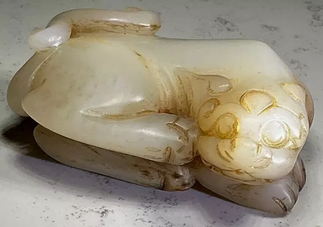 White Nephrite Jade carved Pixui  貔貅 (Qing Dynasty)