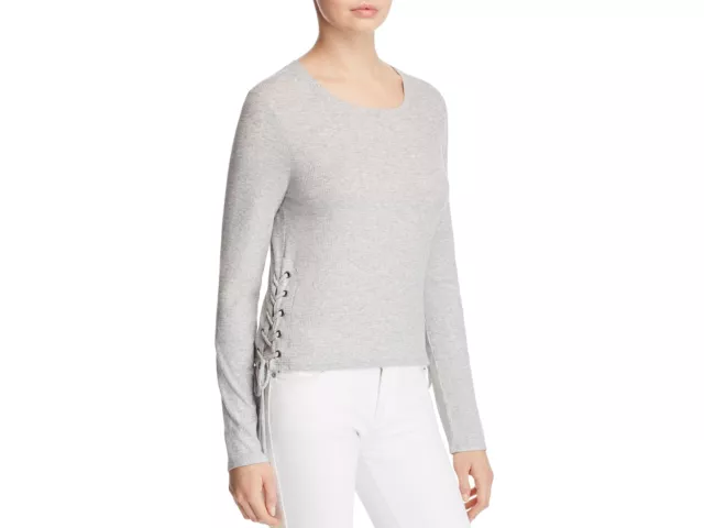 Splendid Women's Drapey Lux Rib Lace Up Crew Neck Top Heathergrey, X-Small XS