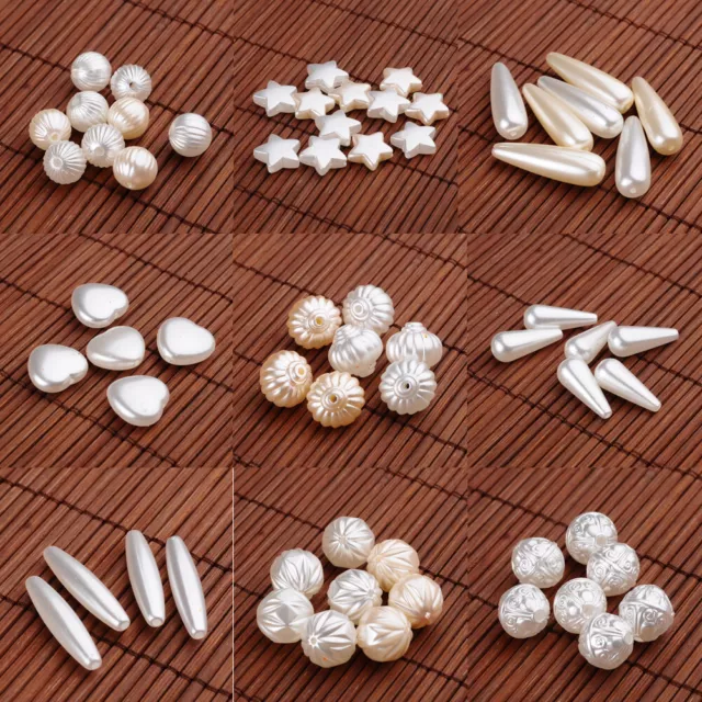 20-100 pièces espaceur de perles en vrac en acrylique blanc imitation perle ovale étoile ronde