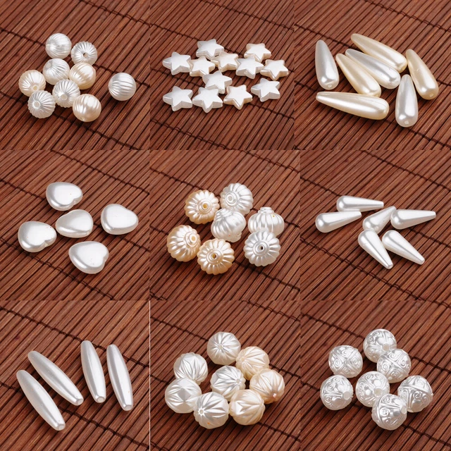 20-100pc White Acrylic Loose Beads Imitation Pearl Oval Round Star Bead Spacer
