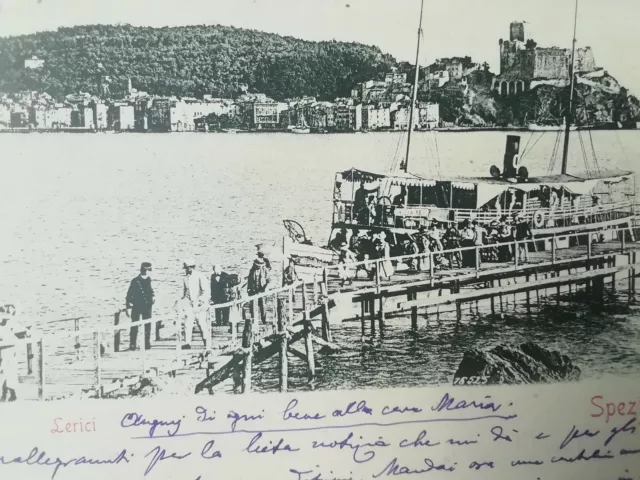 Cartolina Lerici La Spezia Liguria Imbarcazione Nave Animata Paesaggistica 2