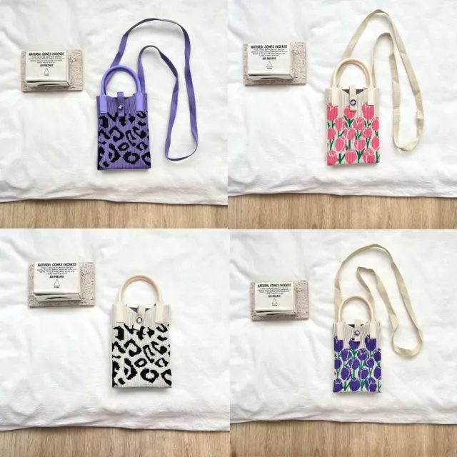 Mini Knit Handbag High-capacity Phone Bag Reusable Knot Wrist Bag  Girl