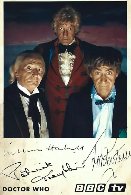 WILLIAM HARTNELL PATRICK TROUGHTON JON PERTWEE DOCTOR WHO SIGNED 6x4 PRE PRINTED