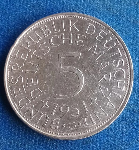 1/06/28) Allemagne 5 Deutsche Mark 1951 G Argent