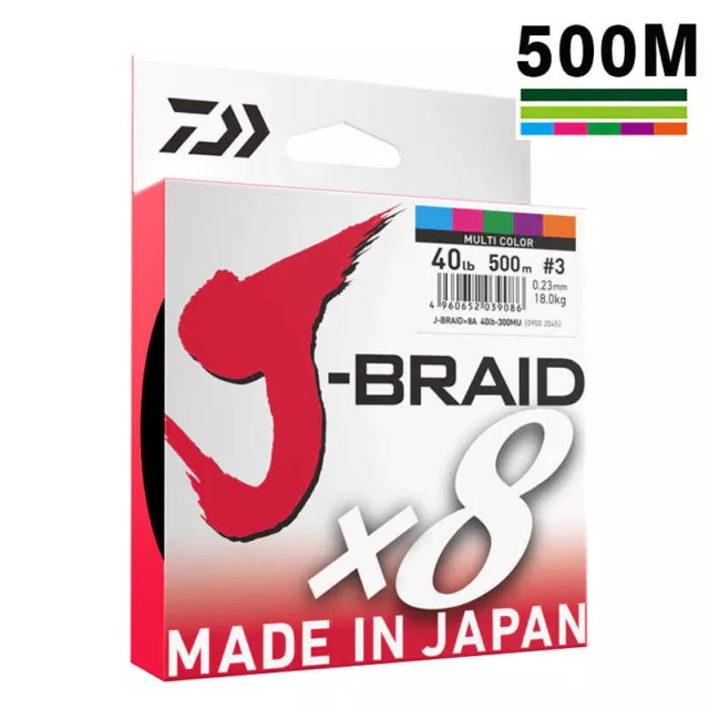 Daiwa J Braid x8 500m Multi-Coloured Braided Fishing Line J-Braid BRAND NEW @ eB