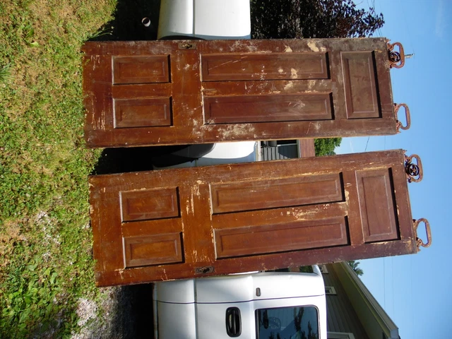 Pair Victorian Antique raise panel pocket doors H 98" x W 33" W 1 3/4" 1880's