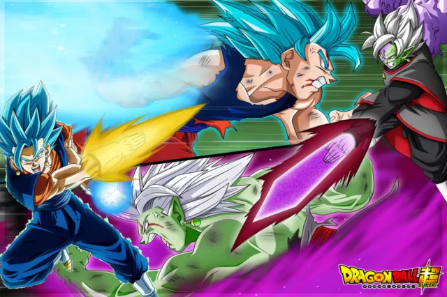 DRAGON BALL SUPER Poster Zamasu Fusion VS Goku Blue Vegito 12x18in