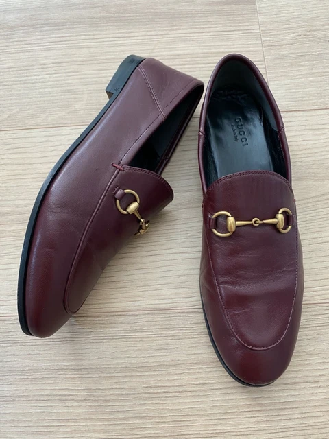 Gucci burgundy Leather Jordan Loafers with Gold-Tone Horsebit Hardware EU 39.5 Gucci burgundy Leather Jordan Loafers with Gold-Tone Horsebit Hardware EU 39.5