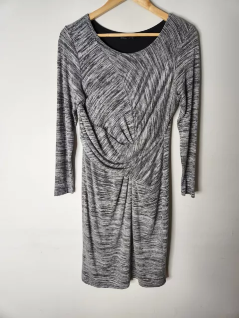 Dannii Minogue Petites Bodycon Dress Womens Size 10 Grey Long Sleeve Ruched