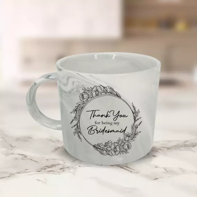 Thankyou For Being My Bridesmaid Grey Marble Tea Coffee Mug-Marriage Wedding Cup