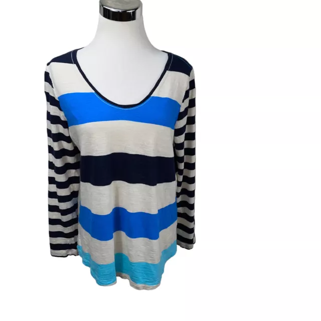 J. JILL Cotton Blend Striped Long Sleeve Knit Top TeeWomen’s T-Shirt Stretch