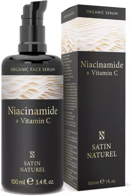 Niacinamide Siero Viso + Siero Vitamina C 100Ml, Migliorato Con Acido Ialuronico