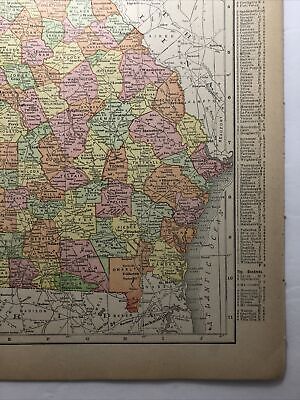 1912 Vintage GEORGIA Atlas Map Original Antique Rand McNally Imperial Atlas 3